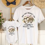Onesie T-Shirt Personnalisé avec Nom Vêtement à Motif Girafe Éléphant Ours Koala Cadeau de Maternité pour Maman Bébé