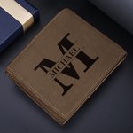 Henkilökohtainen Photo Nahka Miesten Bifold lompakko kaiverrettu teksti ja useita korttipaikkoja Isänpäivä vuosipäivä lahja hänelle