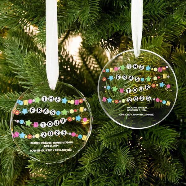 Personalized The Eras Tour 2025 Fan Ornament with Songs Titles Date Christmas Tree Decor Concert Keepsake Gift for Music Lover