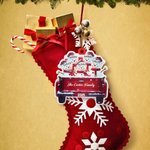 Personalized Cute Snowman in Red Lorry Family Christmas Ornament with 3-6 Names and Year Christmas Tree Decor Party Gift for Family Friends