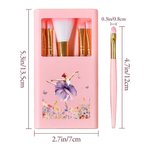 Personalized Ballet Girl Birth Flower Name Makeup Brush Box Set with 5 Pcs Brushes and Mirror Travel Accessories Birthday Gift for Ballet Dancer Lover