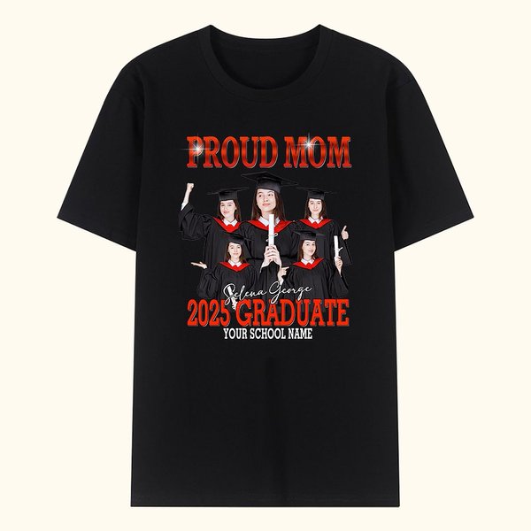 Maglietta personalizzata per laureati 2025, mamma e papà orgogliosi, con nome e foto Regalo di laurea in stile retro Bootleg per laureati