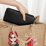 Personalizado de dibujos animados de moda Chica Piedra de nacimiento Bolsa de yute con nombre Accesorios de viaje Regalo de cumpleaños para las mujeres