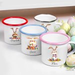 Taza esmaltada de 12oz personalizada con el nombre del conejito de Pascua Regalo para fiestas infantiles