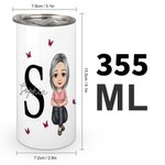 Personalised Multicolour Butterfly Cartoon Character Initial 12oz Insulated Name Sippy Cup with Lid and Handle Birthday Caring Gift for Elderly