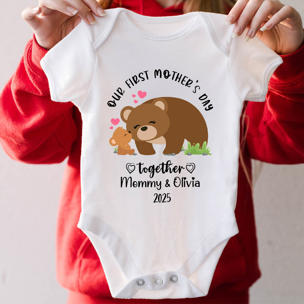 Discover Personalized Baby Onesie with Our First Mother's Day Together Baby Onesie with Names |Callie