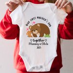 Onesie T-Shirt Personnalisé avec Nom Vêtement à Motif Girafe Éléphant Ours Koala Cadeau de Maternité pour Maman Bébé