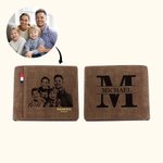 Henkilökohtainen Photo Nahka Miesten Bifold lompakko kaiverrettu teksti ja useita korttipaikkoja Isänpäivä vuosipäivä lahja hänelle