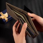 Henkilökohtainen Photo Nahka Miesten Bifold lompakko kaiverrettu teksti ja useita korttipaikkoja Isänpäivä vuosipäivä lahja hänelle