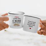 Taza esmaltada con borde plateado de 11 oz con nombre y texto Personalizada I Love you S' More Cute Cartoon Biscuit Regalo de cumpleaños y San Valentín para parejas