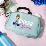 Personalized Cartoon Cheerleader Name Waterproof Crossbody Waist Bag with Adjustable Strap Birthday Gift for Women Girls