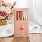 Personalized Ballet Girl Birth Flower Name Makeup Brush Box Set with 5 Pcs Brushes and Mirror Travel Accessories Birthday Gift for Ballet Dancer Lover