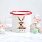 Taza esmaltada de 12oz personalizada con el nombre del conejito de Pascua Regalo para fiestas infantiles