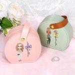 Personalized Bow Stethoscope Birth Flower Cartoon Character Leather Jewellery Box with Name Graduation Gift for Medical Student Staff