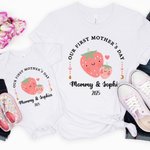 Personalised Cute Strawberry Lemon First Mother's Day T-Shirt with Title Mother's Day Gift for New Mom