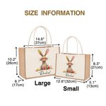 Personalisiertes Tote Bag Jute-Tasche Skurriler Osterhase mit Namen Große Kapazität Ostereiersuche Tasche Geschenk für Kinder