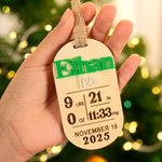 Personalizada de madera grabada Anuncio de Nacimiento Stats Ornamento con Nombre y Cuerda Nursery Room Decor Baby Shower Gift for New Parents Newborns