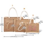 Personalizada Glitter Color Sólido Bolsa de Yute Tote con Nombre Boda Ducha Nupcial Despedida de Soltera Regalo para Damas de Honor Amigas