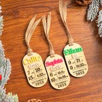 Personalizada de madera grabada Anuncio de Nacimiento Stats Ornamento con Nombre y Cuerda Nursery Room Decor Baby Shower Gift for New Parents Newborns