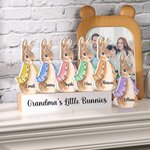 Personalised Cute 1-12 Peter Rabbits Names Wooden Ornament with Base Easter Party Decor Gift for Family Kids