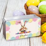 Personalised Quirky Easter Bunny Biscuit Tin Storage Box with Name Birthday Easter Party Gift for Kids