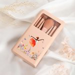 Personalized Ballet Girl Birth Flower Name Makeup Brush Box Set with 5 Pcs Brushes and Mirror Travel Accessories Birthday Gift for Ballet Dancer Lover