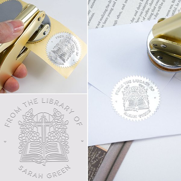 Personalised From The Library of Tree of Life Embosser Stamp Hand Held Embosser Set with Text Birthday Reading Gift for Book Lovers Bookworms