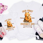 Personalisierte Hugging Bears Our First Mother's Day 100% Baumwolle Baby Onesie mit Namen erste Muttertag Geschenk für Mama Baby
