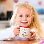Taza esmaltada de 12oz personalizada con el nombre del conejito de Pascua Regalo para fiestas infantiles
