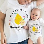 Personalised Cute Strawberry Lemon First Mother's Day T-Shirt with Title Mother's Day Gift for New Mom
