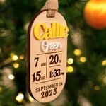 Personalizada de madera grabada Anuncio de Nacimiento Stats Ornamento con Nombre y Cuerda Nursery Room Decor Baby Shower Gift for New Parents Newborns