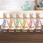 Personalised Cute 1-12 Peter Rabbits Names Wooden Ornament with Base Easter Party Decor Gift for Family Kids
