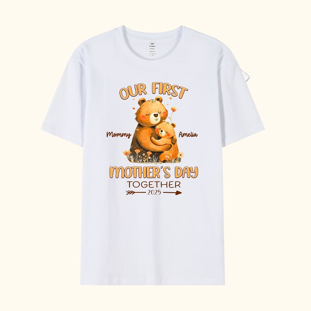 T-shirt 100% coton pour adultes avec nom Premier cadeau de fête des mères pour maman