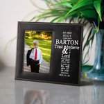 Personalized Trust and Believe Cross Leather Photo Frame with Name and Year Birthday First Communion Baptism Gift for Kids Family