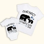 Onesie T-shirt Personnalisé avec Noms Père et Enfant Cadeau Paternité Fête des Pères pour Bébé Nouveau-né Nouveau Papa