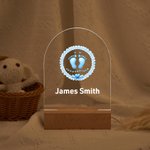 Personalized Cute Footprint Design Acrylic LED Night Light with Wooden Base Name and Text Baby Shower Room Decor Birthday Gift for Baby New Mom