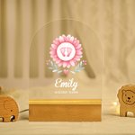 Personalized Cute Footprint Design Acrylic LED Night Light with Wooden Base Name and Text Baby Shower Room Decor Birthday Gift for Baby New Mom