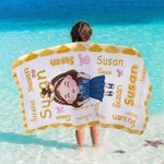 Asciugamano da spiaggia personalizzato con carino personaggio nuvola dei nomi ad asciugatura rapida viaggio regalo per bambini