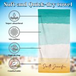 Toalla de playa personalizada de colores degradados de gran tamaño y secado rápido con nombre Vacaciones de verano Viajes Regalo esencial para la familia Amigos