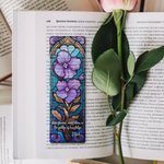 Personalised Stained Glass Style Birth Flower Clear Acrylic Bookmark with Name Reading Stationery Supplies Birthday Gift for Book Lovers