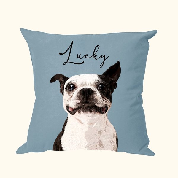 Fodera per cuscino personalizzato con foto dell'animale preferito e nome cuscino da divano da camera regalo per amanti degli animali domestici