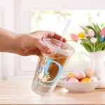 Vaso acrílico doble de 16 oz personalizado con la inicial de Peter Rabbit, con pajita y tapa Regalo de cumpleaños para niños para la fiesta de Pascua