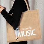 Personalizada de dibujos animados de moda Maestro Bolsa de yute con el nombre y el tema de cumpleaños de vuelta a la escuela Día del Maestro de regalo para el maestro