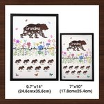 Gepersonaliseerde Floral Bear Mama and Kid Houten Plaquette Frame met 1-12 Naam Home Decor Verjaardag Moederdag Cadeau voor Moeder Grootmoeder