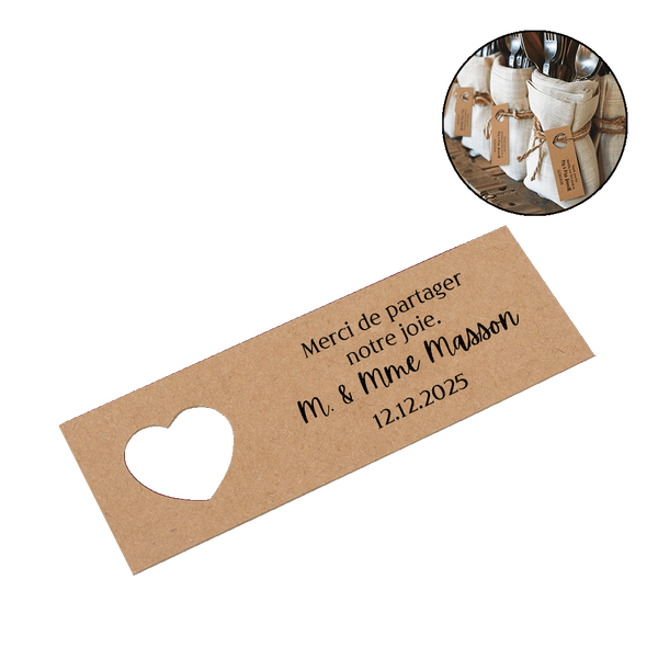 Étiquette Personnalisée avec Texte Nom et Date Remerciement pour le Partage de Notre Joie Décoration de Table Cadeau Mariage pour Couple