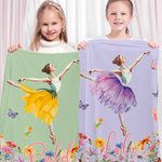 Personalized Ballet Girl Birth Flower Soft Throw Blanket with Name Birthday Gift for Ballet Dancer Lover