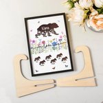 Gepersonaliseerde Floral Bear Mama and Kid Houten Plaquette Frame met 1-12 Naam Home Decor Verjaardag Moederdag Cadeau voor Moeder Grootmoeder