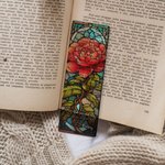 Personalised Stained Glass Style Birth Flower Clear Acrylic Bookmark with Name Reading Stationery Supplies Birthday Gift for Book Lovers