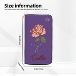 Personalizado Zodiaco Nacimiento Flor PU Cartera de cuero con nombre y múltiples compartimentos Día de la Madre Cumpleaños Regalo para Mujeres Niñas