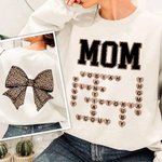 Personalised Funny Leopard Bow Crossword Puzzle T-shirt Sweatshirt with Name Mother's Day Birthday Gift for Mom Grandma